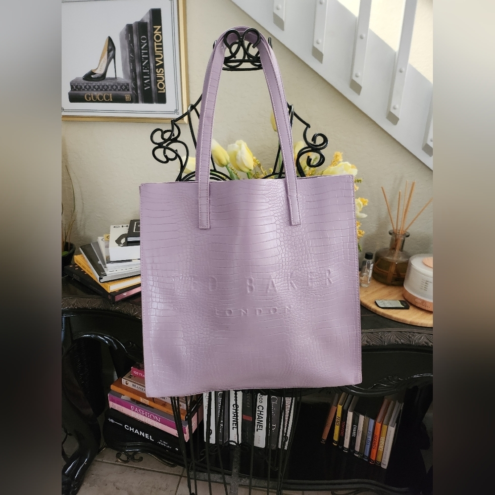 Ted Baker London CROCCON croc-effect large icon tote bag in lilac